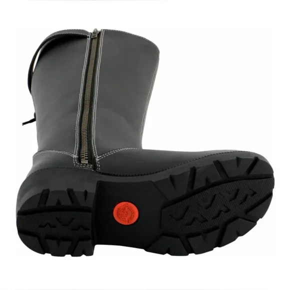 Milwaukee Black 17-Inch Lace Side Leather Boots with Contrast Stitching #1124 - Picture 9 of 16